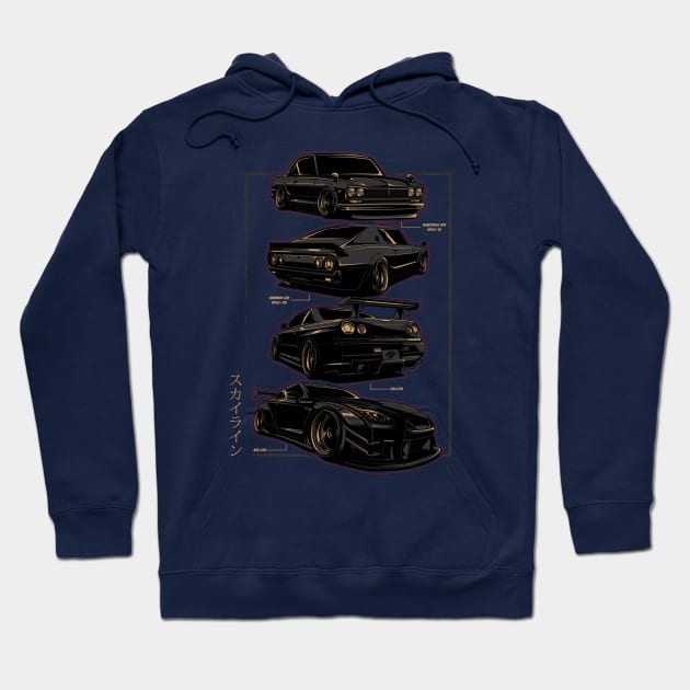 Skyline GTR Generations - PAPAYA STREETART Hoodie by papayastreetart